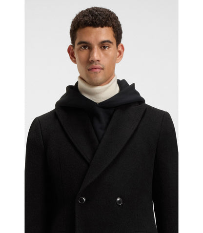 Boss Alpaca Blend Coat With Double Breasted Front Black