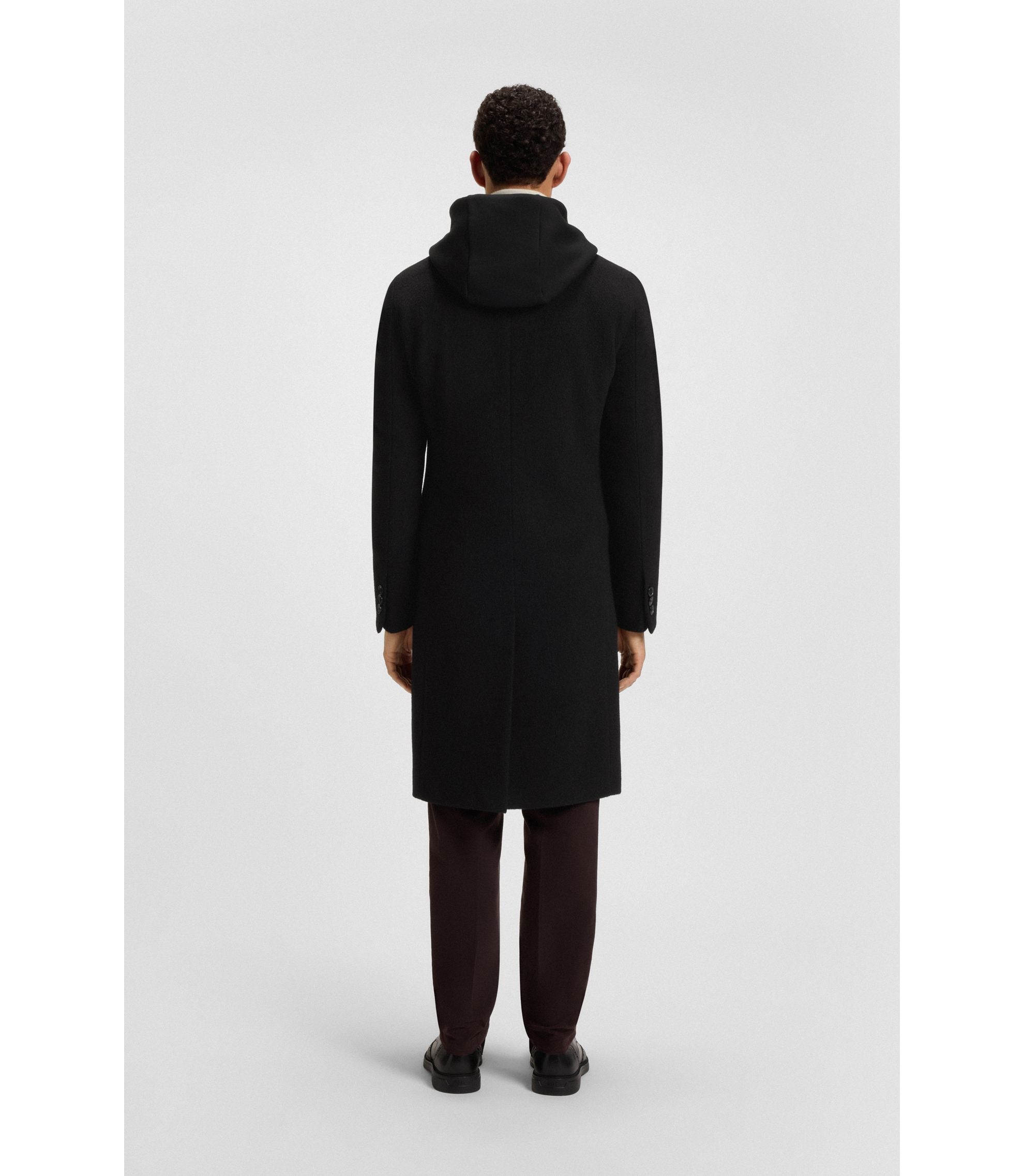 Boss Alpaca Blend Coat With Double Breasted Front Black