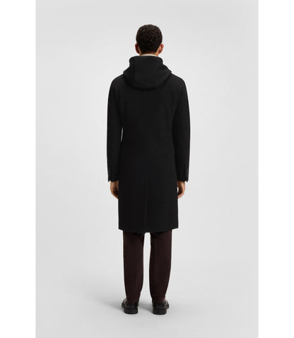 Boss Alpaca Blend Coat With Double Breasted Front Black