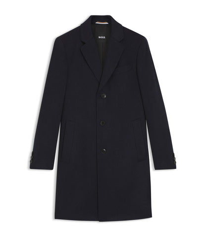 Boss Cashmere Coat In A Slim Fit Dark Blue