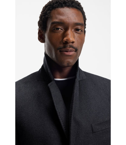 Boss Cashmere Coat In A Slim Fit Dark Blue