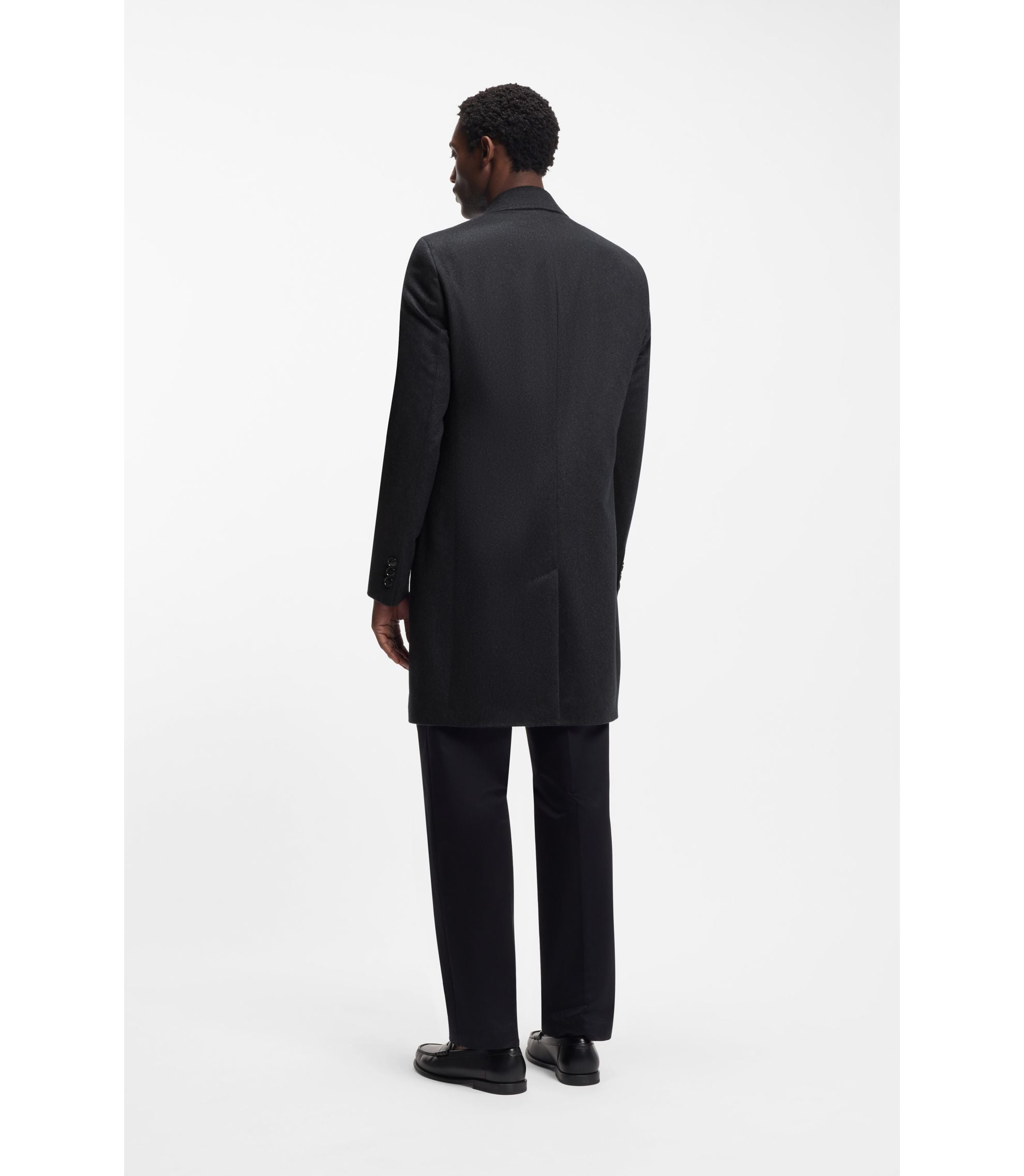 Boss Cashmere Coat In A Slim Fit Dark Blue
