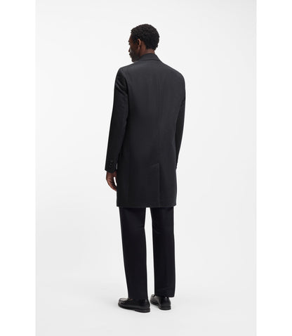Boss Cashmere Coat In A Slim Fit Dark Blue