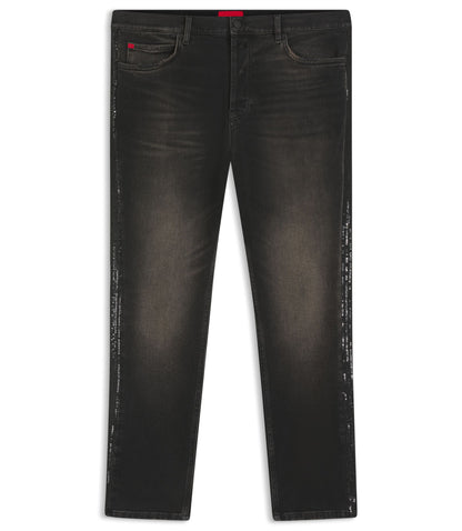 Hugo Grey Tapered Fit Jeans In Stretch Denim Dark Grey