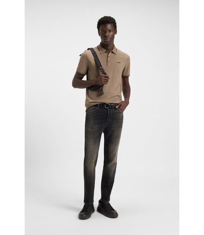 Hugo Grey Tapered Fit Jeans In Stretch Denim Dark Grey