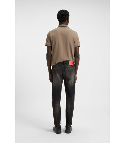 Hugo Grey Tapered Fit Jeans In Stretch Denim Dark Grey