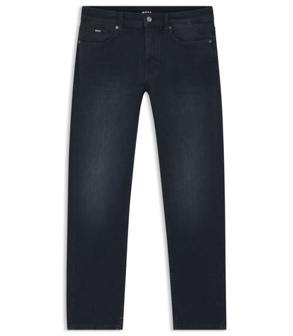 Boss Delaware Blue Slim Fit Jeans In Knitted Denim Dark Blue