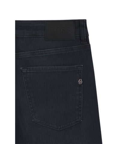 Boss Delaware Blue Slim Fit Jeans In Knitted Denim Dark Blue