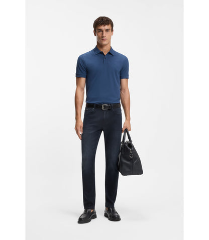 Boss Delaware Blue Slim Fit Jeans In Knitted Denim Dark Blue