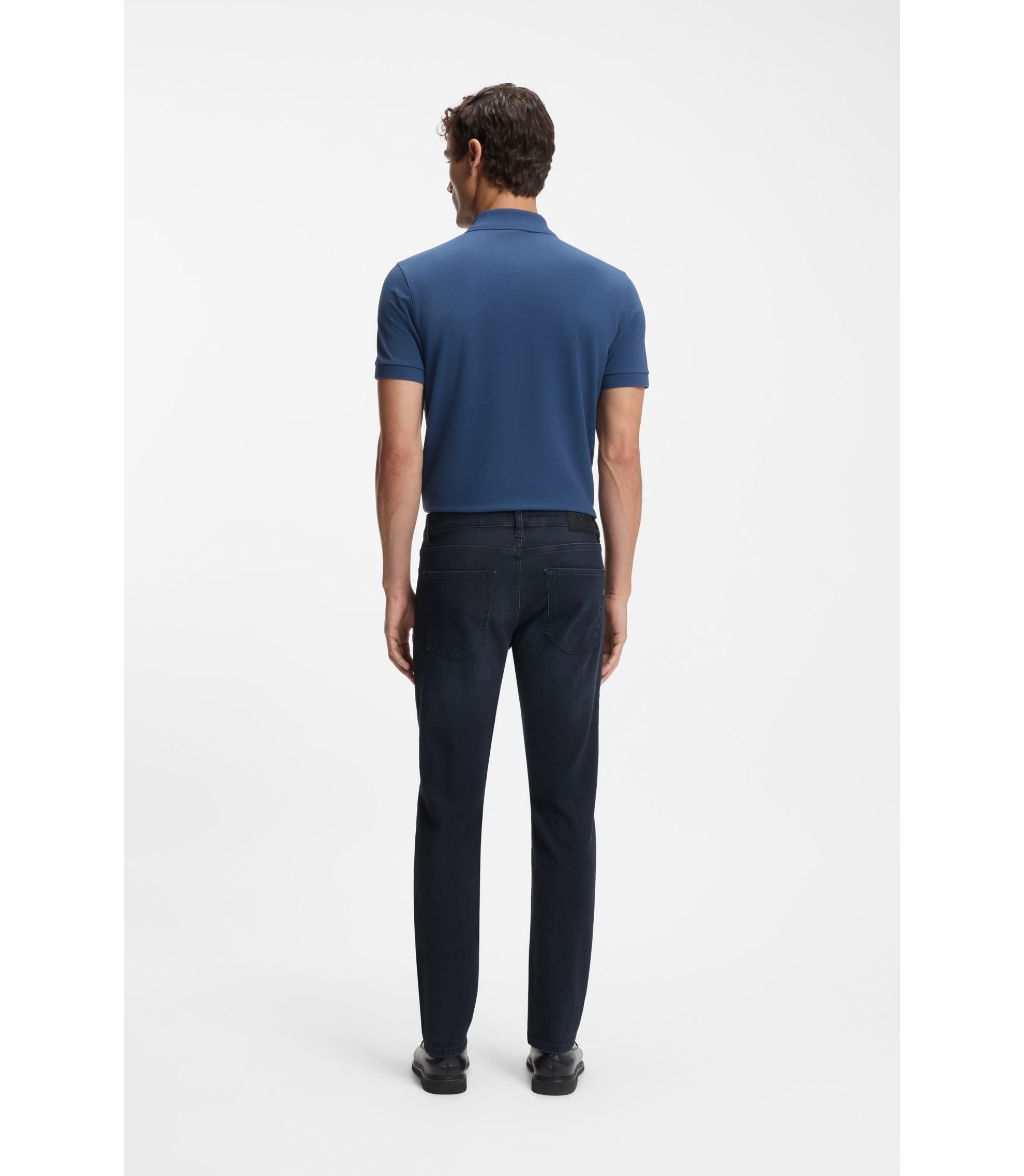 Boss Delaware Blue Slim Fit Jeans In Knitted Denim Dark Blue