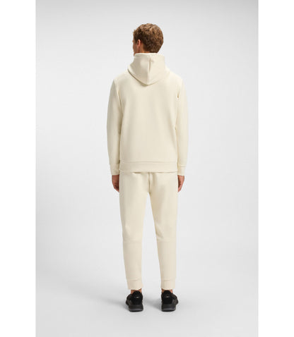 Boss Moulded Logo Hoodie In A Cotton Blend White