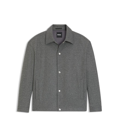 Boss Relaxed Fit Overshirt In Brushed Stretch Flannel Grey