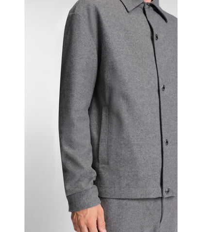 Boss Relaxed Fit Overshirt In Brushed Stretch Flannel Grey