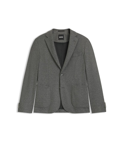 Boss Brushed Slim Fit Jacket In Stretch Flannel Grey