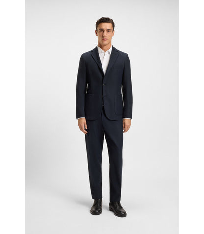 Boss Brushed Slim Fit Jacket In Stretch Flannel Dark Blue