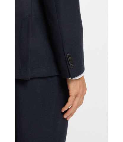 Boss Brushed Slim Fit Jacket In Stretch Flannel Dark Blue