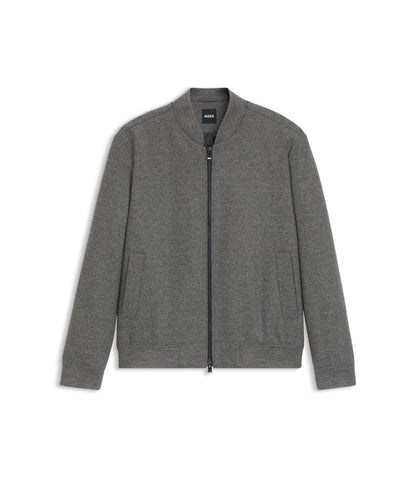 Boss Brushed Slim Fit Jacket In Stretch Flannel Grey