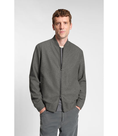 Boss Brushed Slim Fit Jacket In Stretch Flannel Grey