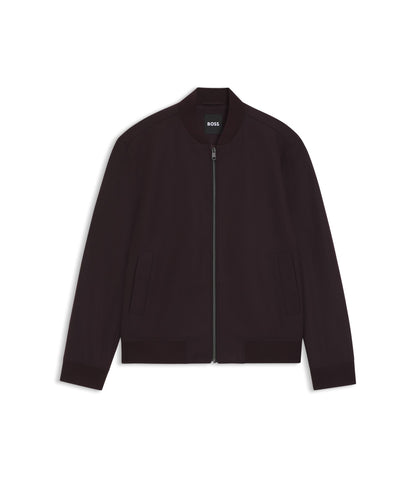 Boss Brushed Slim Fit Jacket In Stretch Flannel Dark Red