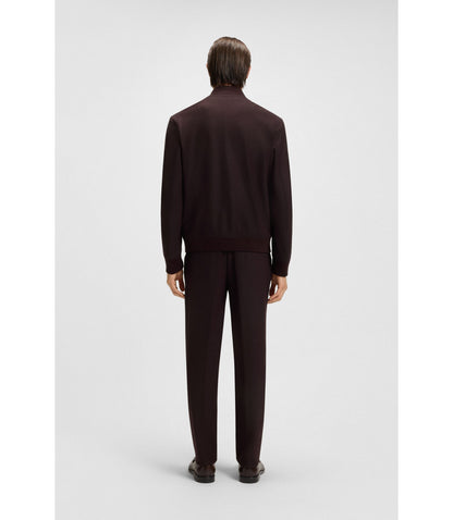 Boss Brushed Slim Fit Jacket In Stretch Flannel Dark Red
