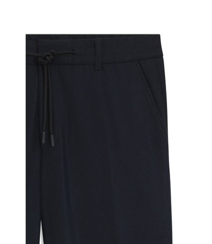 Boss Brushed Tapered Fit Trousers In Stretch Flannel Dark Blue