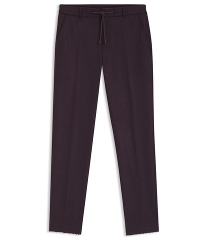 Boss Brushed Tapered Fit Trousers In Stretch Flannel Dark Red