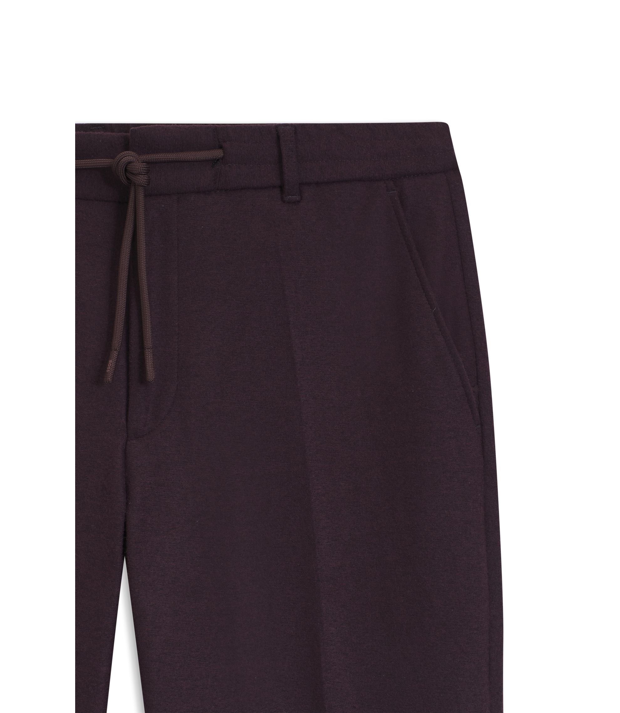 Boss Brushed Tapered Fit Trousers In Stretch Flannel Dark Red