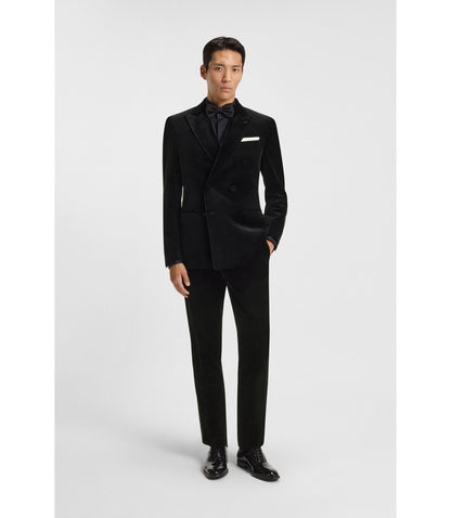 Boss Slim Fit Jacket In Cotton Velvet Black