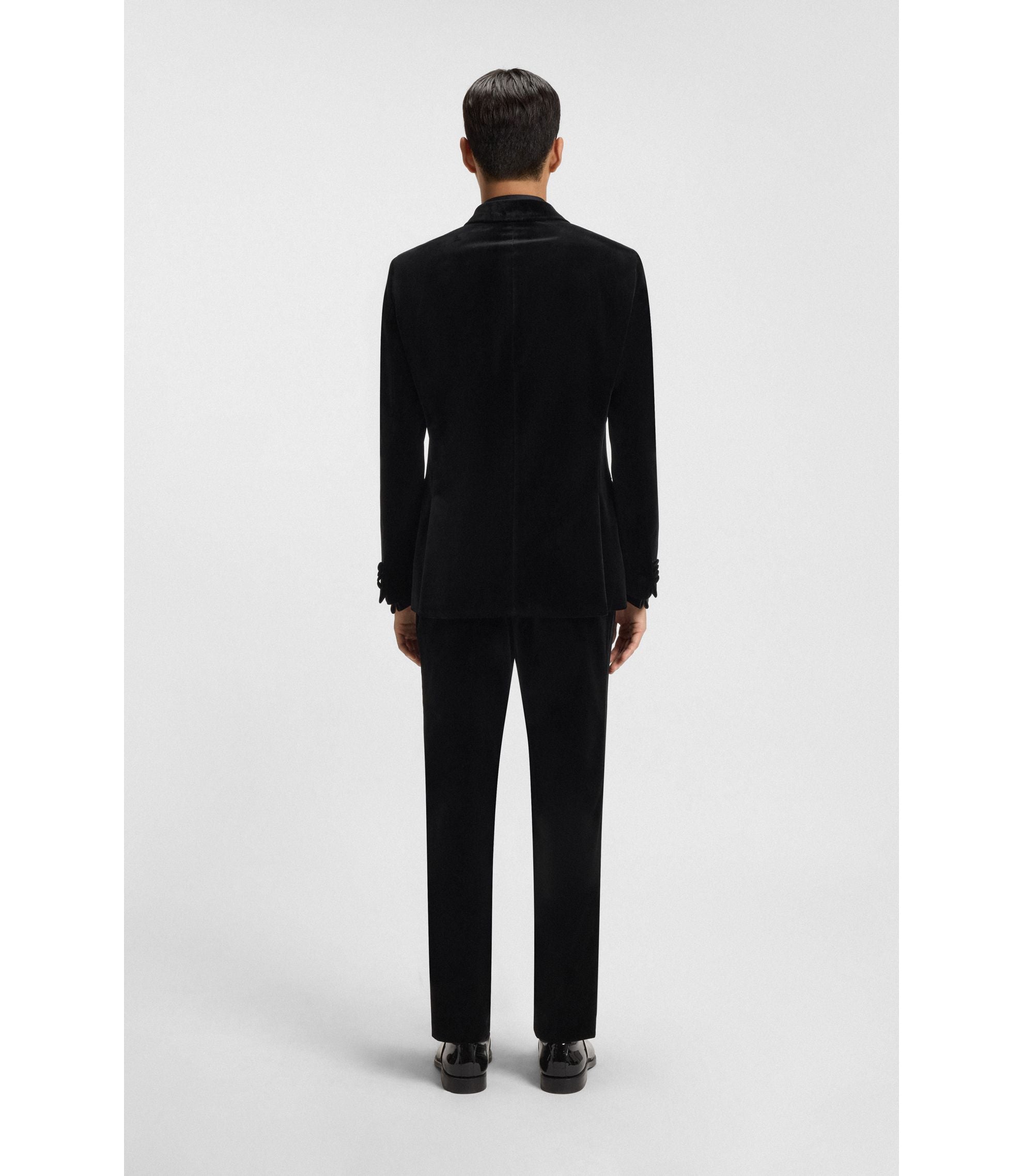 Boss Slim Fit Jacket In Cotton Velvet Black