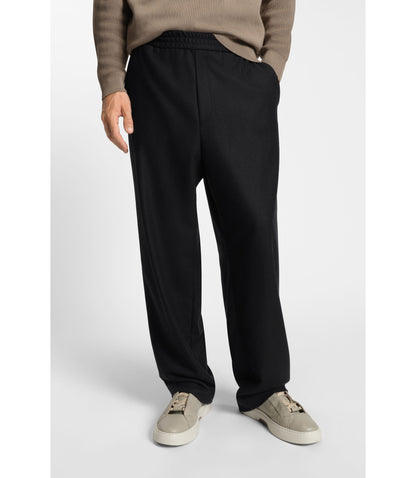 Boss Tapered Fit Trousers In A Wool Blend Black