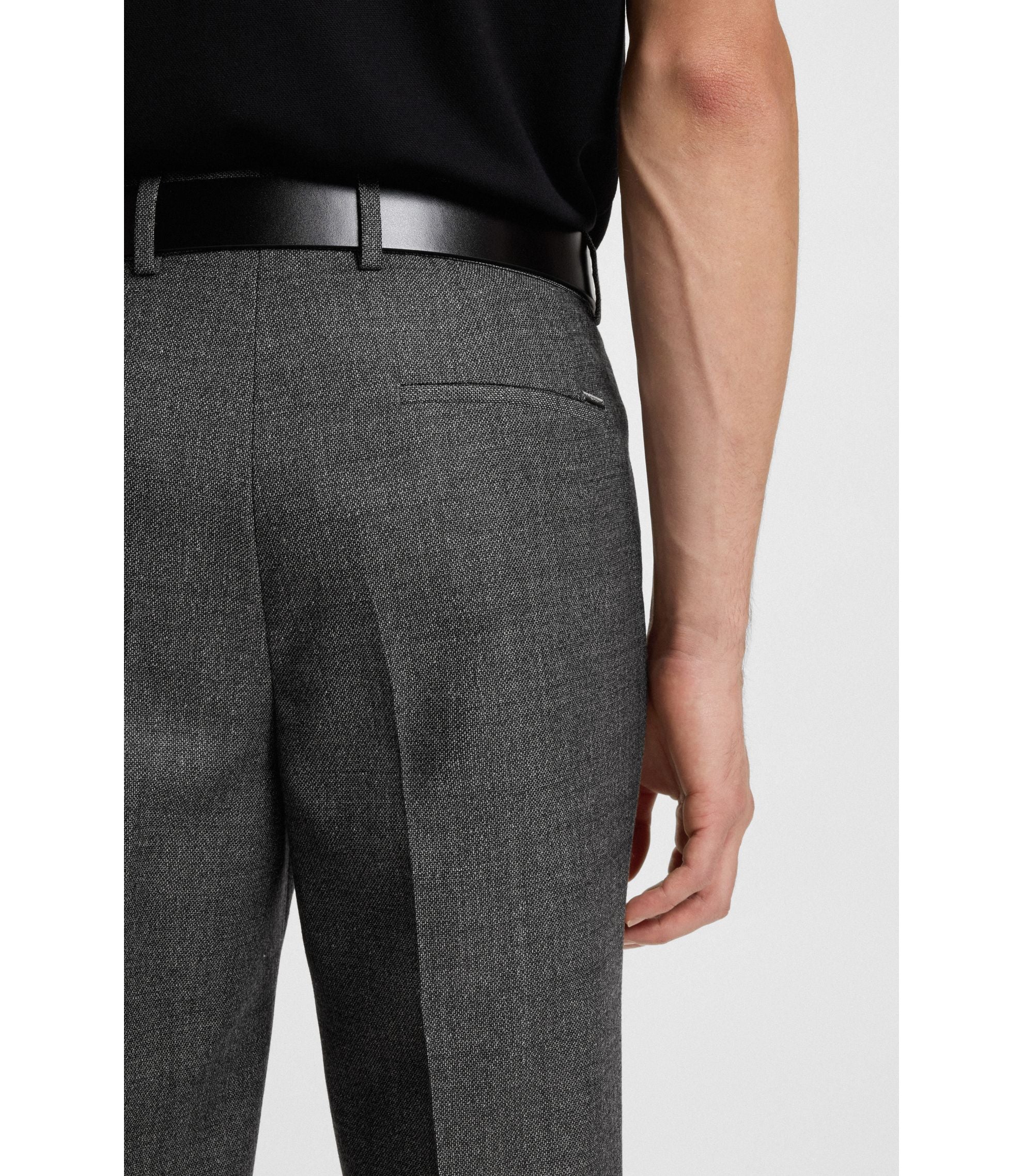 Boss Formal Trousers In Micro Patterned Virgin Wool Grey