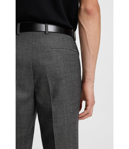 Boss Formal Trousers In Micro Patterned Virgin Wool Grey