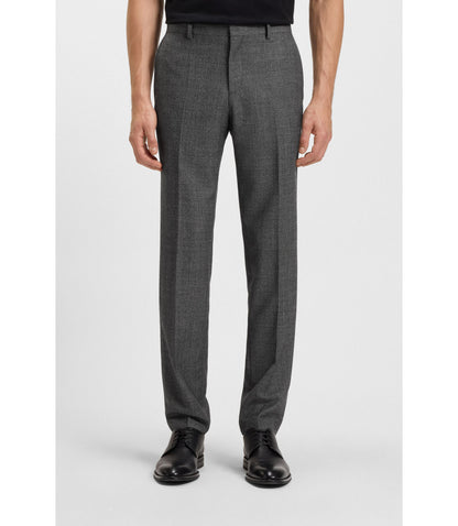 Boss Formal Trousers In Micro Patterned Virgin Wool Grey