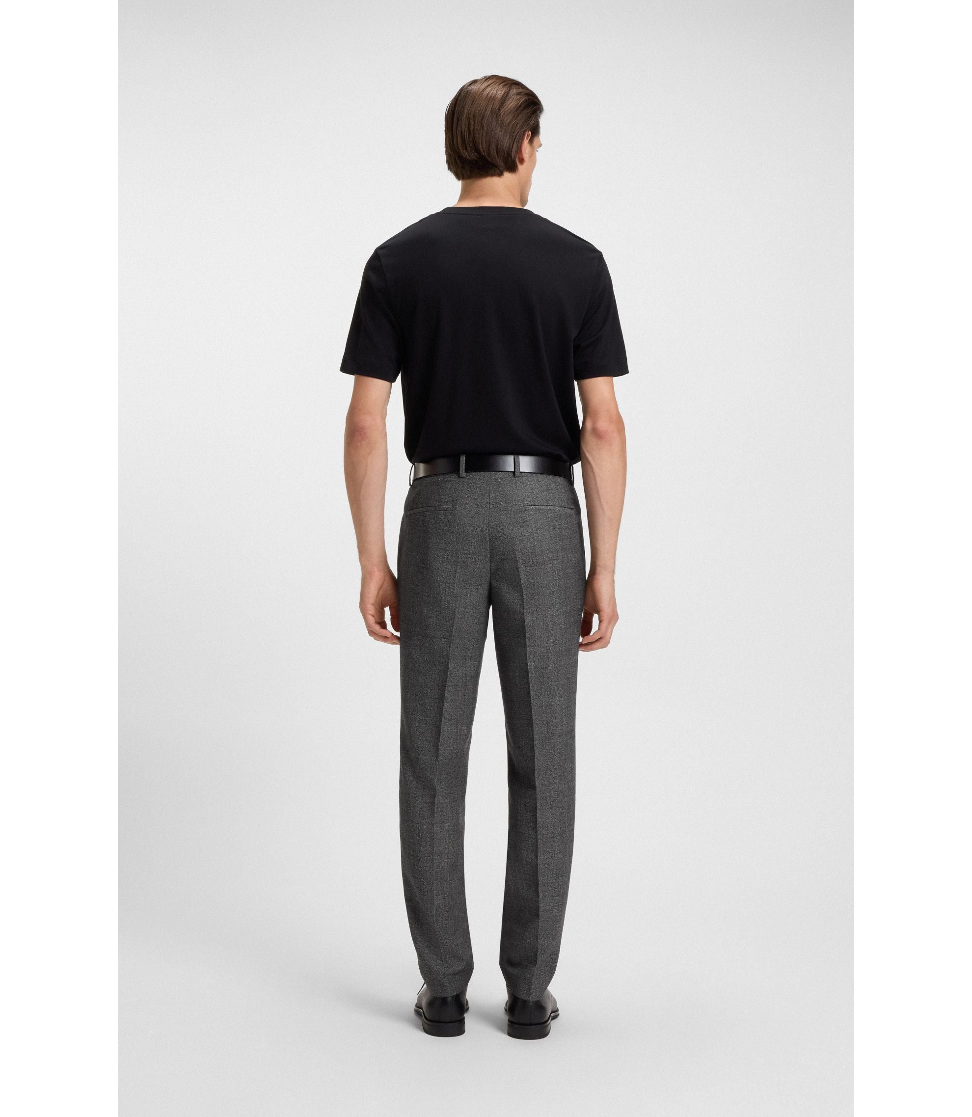 Boss Formal Trousers In Micro Patterned Virgin Wool Grey