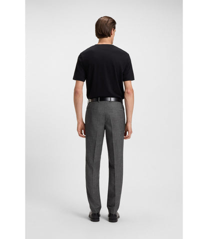 Boss Formal Trousers In Micro Patterned Virgin Wool Grey