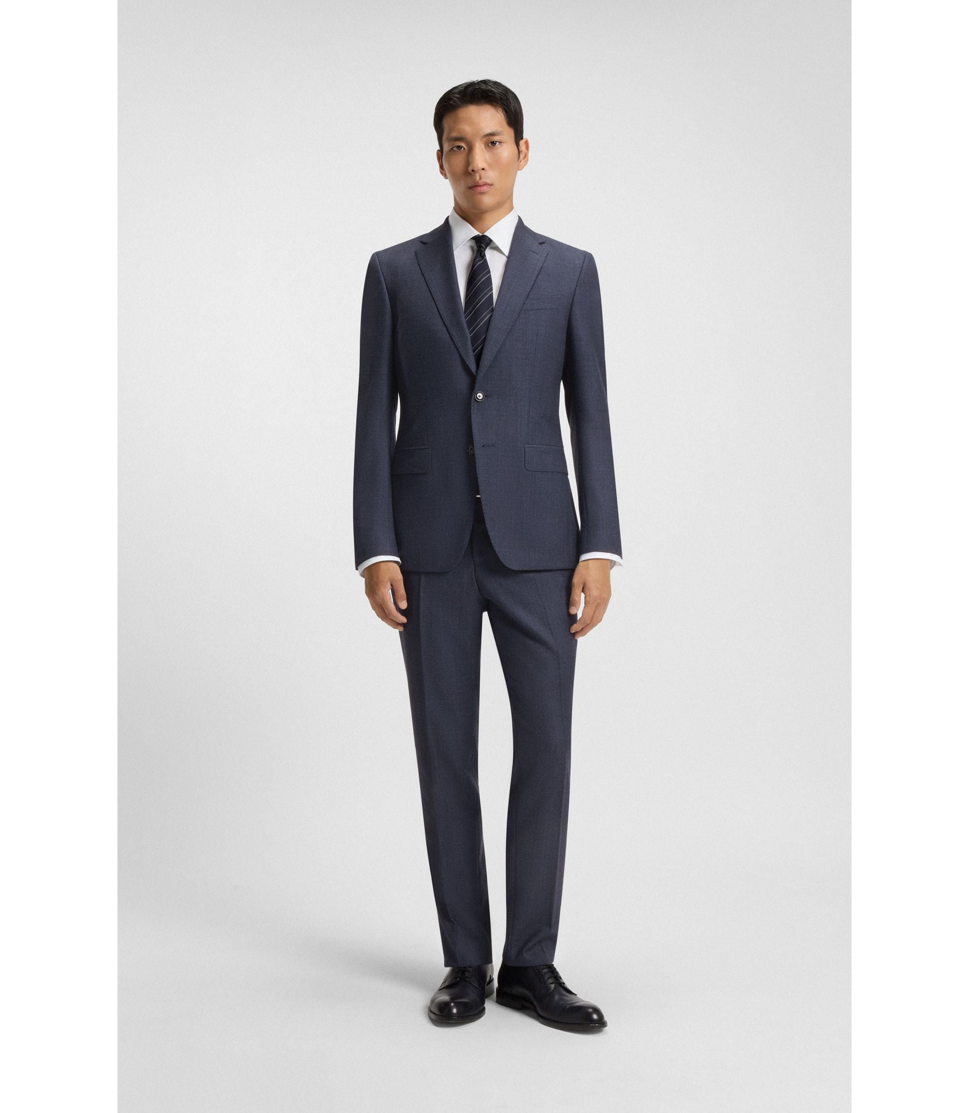 Boss Formal Trousers In Micro Patterned Virgin Wool Light Blue
