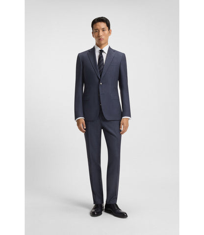 Boss Formal Trousers In Micro Patterned Virgin Wool Light Blue