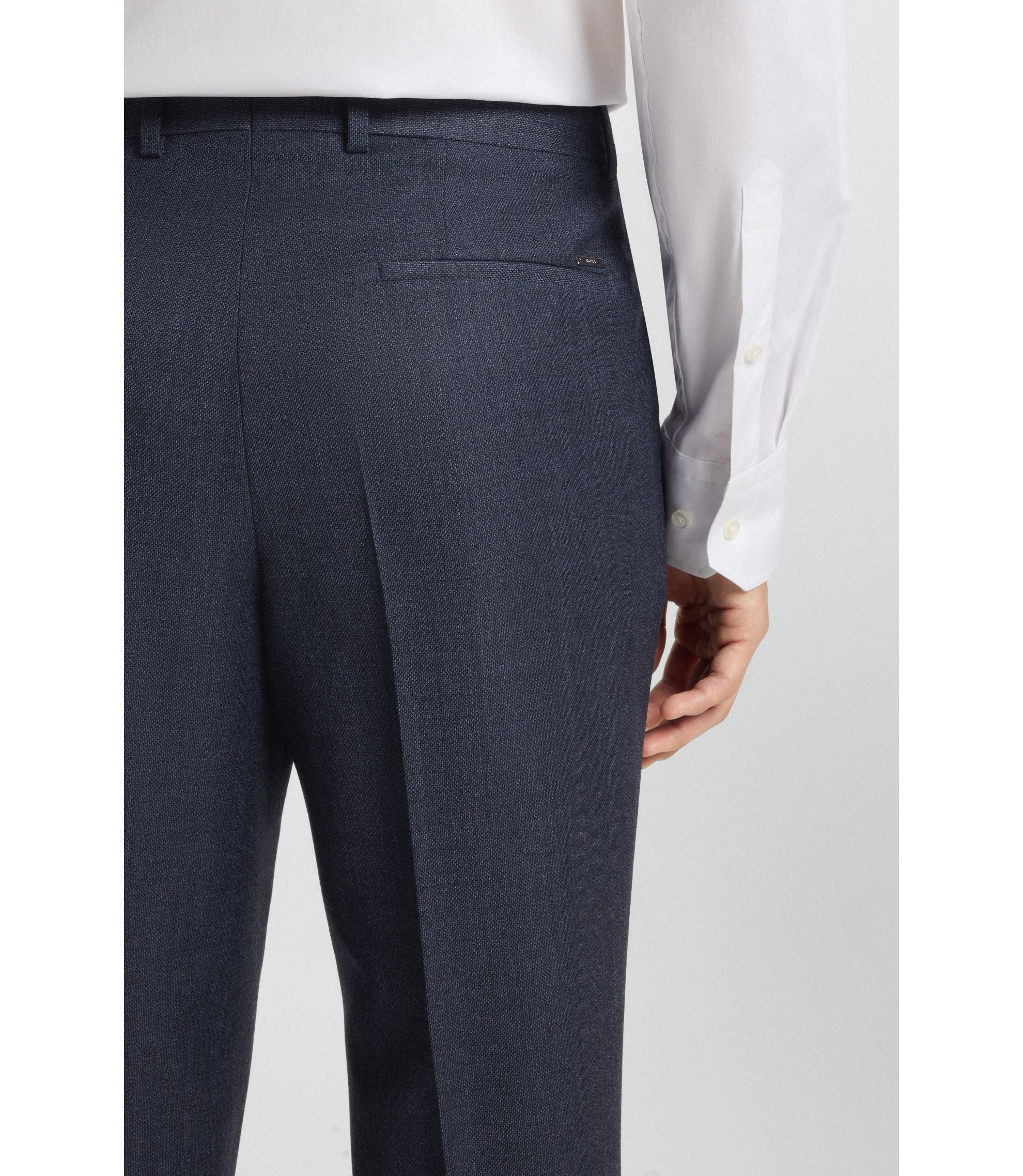 Boss Formal Trousers In Micro Patterned Virgin Wool Light Blue