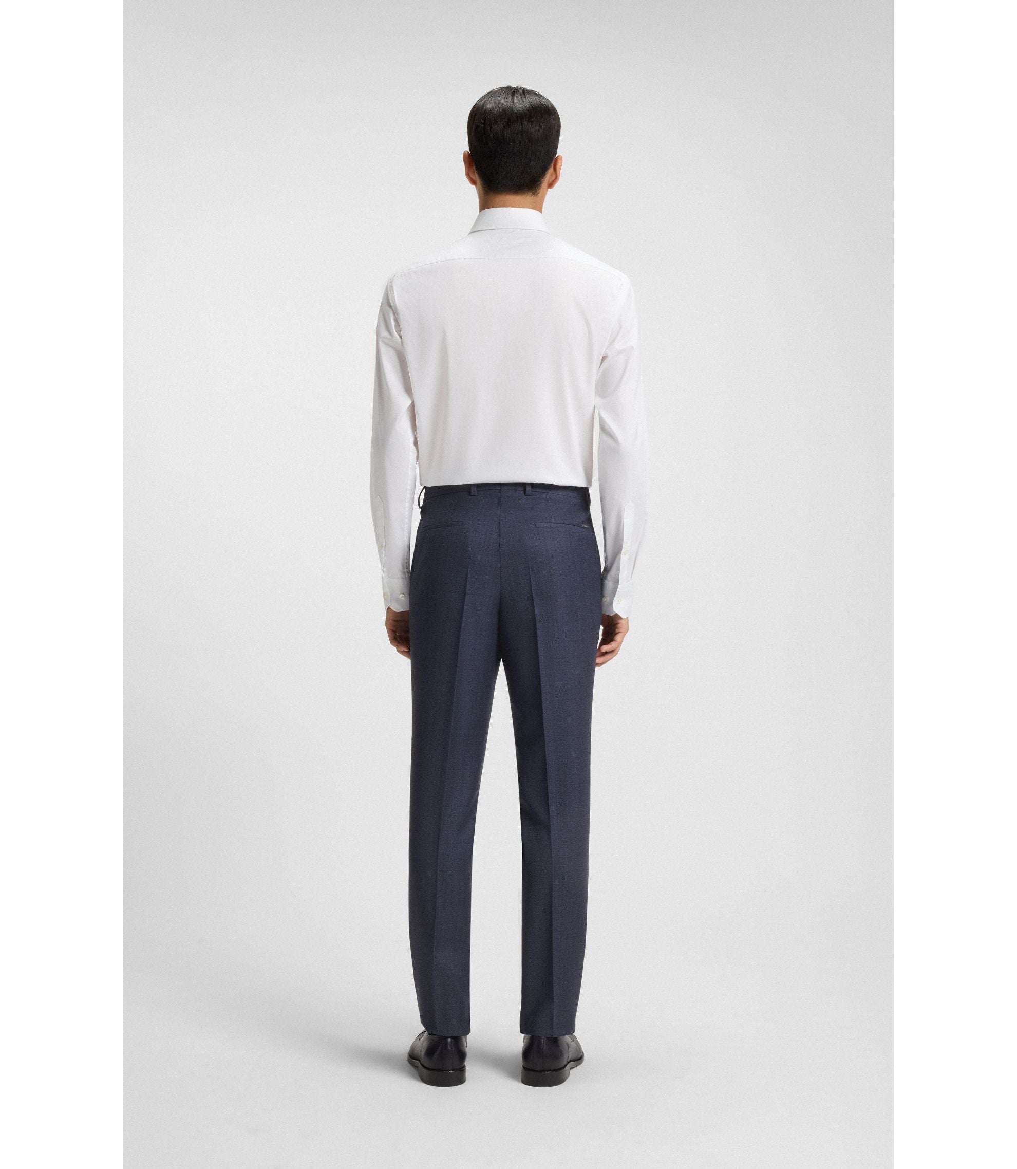 Boss Formal Trousers In Micro Patterned Virgin Wool Light Blue