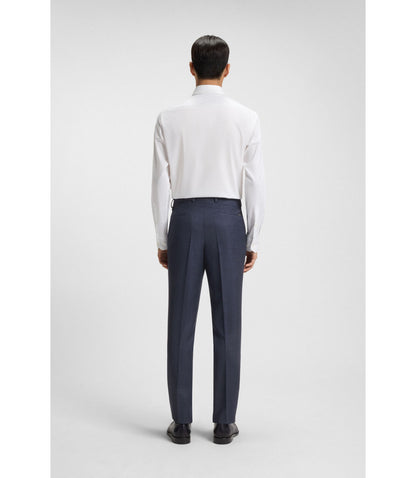 Boss Formal Trousers In Micro Patterned Virgin Wool Light Blue