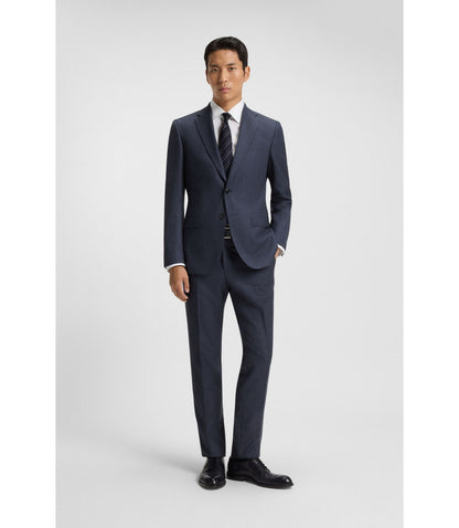 Boss Micro Patterned Slim Fit Jacket In Virgin Wool Light Blue