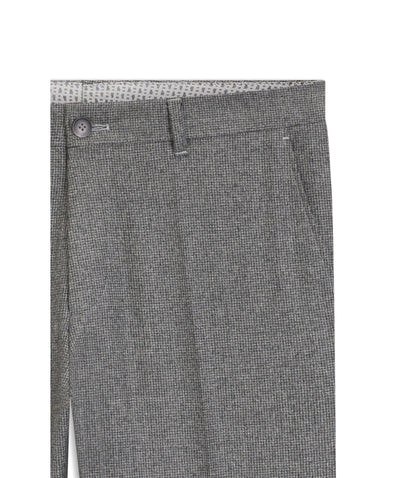 Boss Micro Patterned Slim Fit Trousers In Virgin Wool Silver