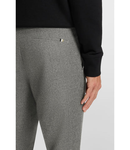Boss Micro Patterned Slim Fit Trousers In Virgin Wool Silver