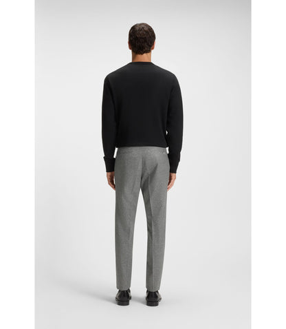 Boss Micro Patterned Slim Fit Trousers In Virgin Wool Silver