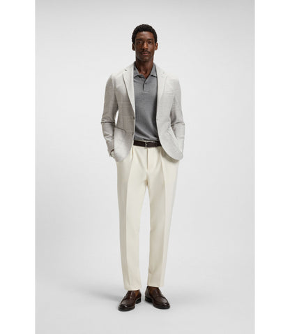 Boss Slim Fit Blazer In Checked Stretch Fabric Silver