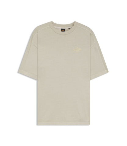 Boss Logo Detail T Shirt In Cotton Jersey Light Beige