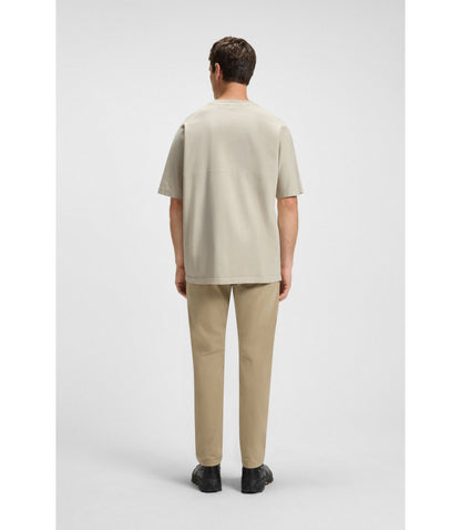 Boss Logo Detail T Shirt In Cotton Jersey Light Beige