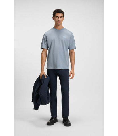 Boss Logo Detail T Shirt In Cotton Jersey Light Blue