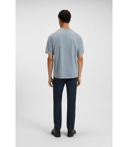 Boss Logo Detail T Shirt In Cotton Jersey Light Blue