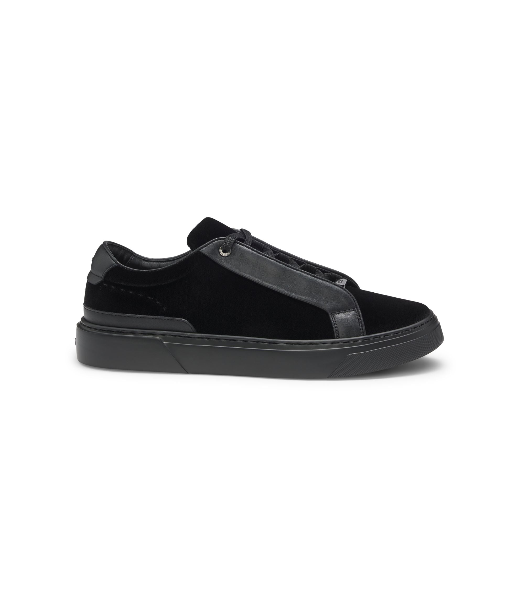 Boss Gary Trainers In Leather And Suede Black Black